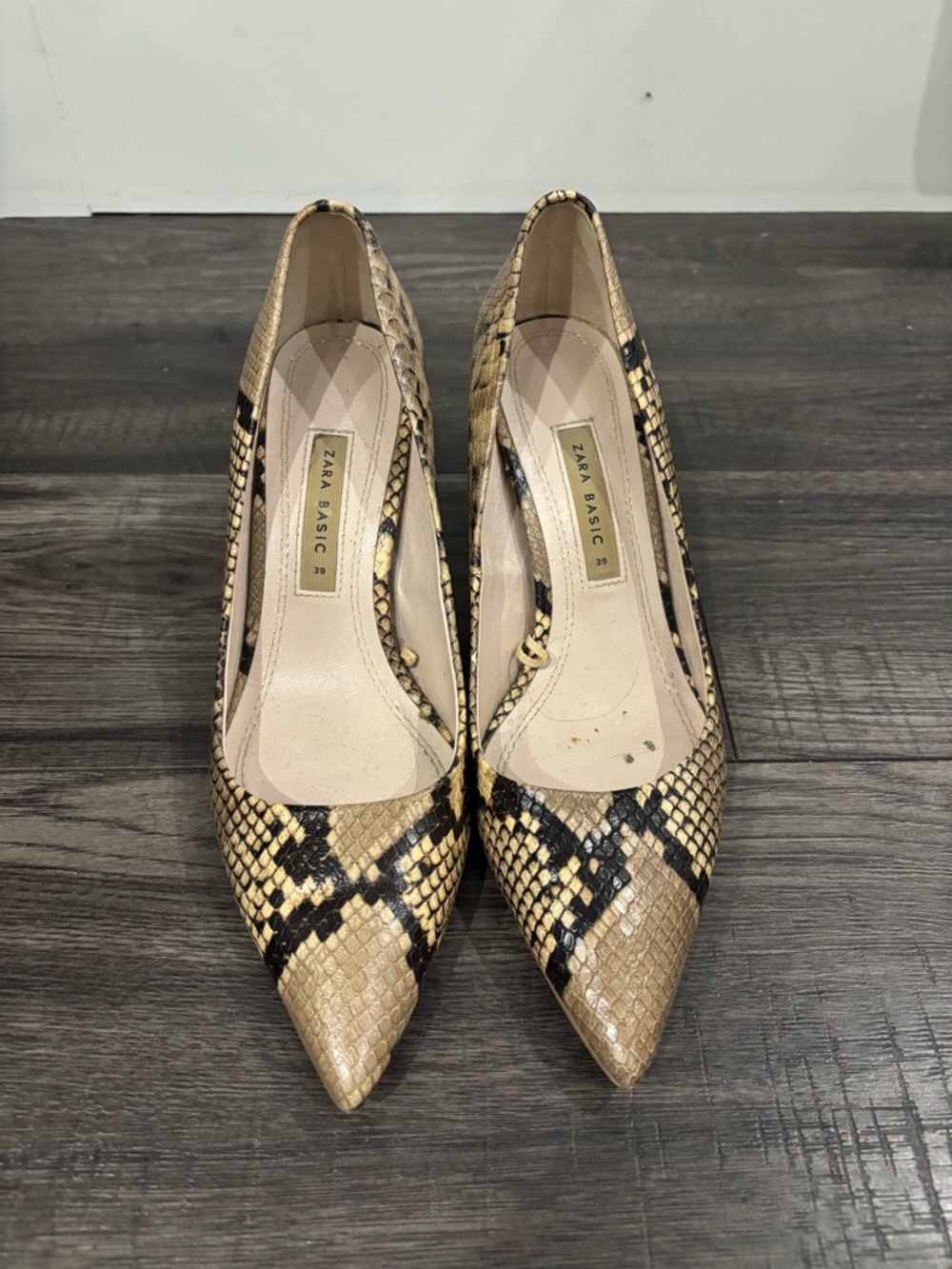 Zara Snake-Print Block Heels